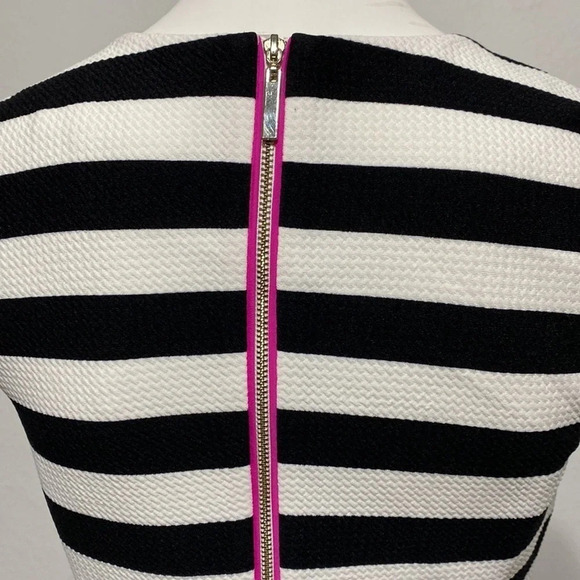Eliza J Black & White Striped Pleated Sleeveless Fit & Flare Dress Size 4 - Picture 7 of 9